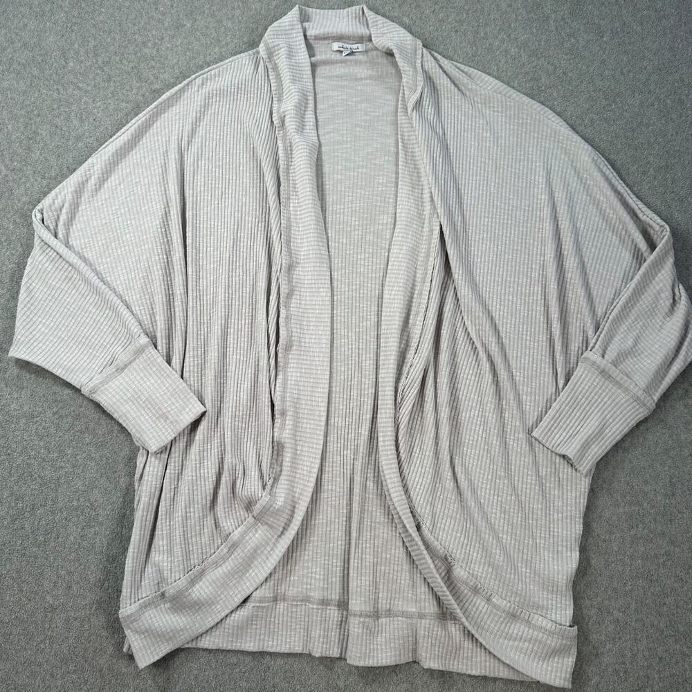 White Birch Ribbed Open Cardigan Top Women's L/XL Gray Dolman Long Sleeve